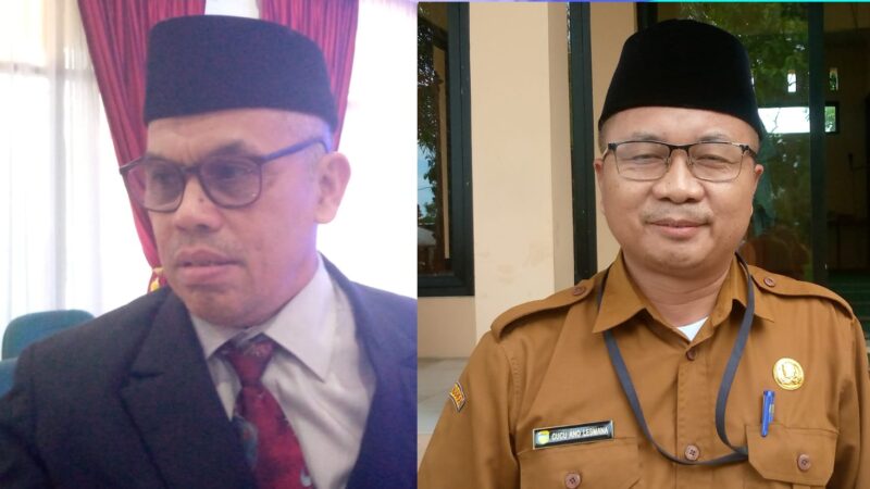 Kepala BKPSDM Kabupaten Tasikmalaya, Drs. Iing Farid Khozin, (Kanan) dan Kepala Bidang SMP Disdikbud Kabupaten Tasikmalaya, Cucu Ano Lesmana, (Kiri) saat dikonfirmasi oleh tim newsline.id