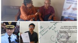 SG seorang Pengusaha sekaligus Pelapor saat dikonfirmasi (atas), Bupati Tasikmalaya dan Kuasa Hukum SG (pojok kanan bawah) dan Bukti Surat Disposisi Bertinta Hijau (pojok kiri bawah)//jabar.newsline.id