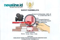 Foto: Surat Edaran Bupati Tasikmalaya Nomor 0044 Tahun 2025 dan Ilustrasi Anggaran Publikasi Media//jabar.newsline.id//