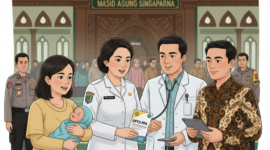 Ilustrasi penanganan korban penculikan bayi di depan Mesjid Agung Singaparna, Kabupaten Tasikmalaya./Istimewa.///.
