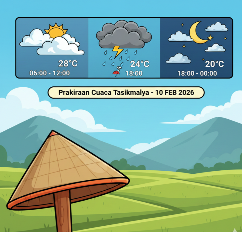 Ilustrasi Prakiraan Cuaca Kota dan Kabupaten Tasikmalaya, Selasa 10 Februari 2026