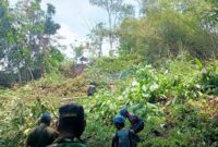 Material longsor menutup jalan alternatif Sukarame–Tanjungjaya, Kabupaten Tasikmalaya, Minggu (22/2/2026).
