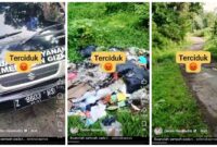 Mobil berlogo SPPG di Sepatnnggal, Kecamatan Sodong Hilir, Kabupaten Tasikmalaya ditegur warga setelah kedapatan membuang sampah dapur di pinggir jalan. (dok newsline.id).