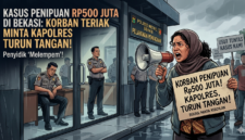 Ilustrasi teriakan korban penipuan di Bekasi, Jawa Barat. (Ilustrasi tim newsline.id).
