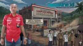 Caption: Ketua PWRI Kabupaten Tasikmalaya, Chandra F Simatupang, dan ilustrasi Pembangunan KDMP di Kabupaten Tasikmalaya Hampir 90 Persen Tanpa Papan Proyek//jabar.newsline.id//
