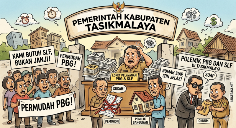 Ilustrasi polemik penerbitan PBG (Persetujuan Bangunan Gedung) dan SLF (Sertifikat Laik Fungsi) di Kabupaten Tasikmalaya. (Ilustrasi.net).