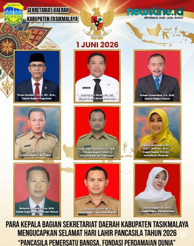 Poto: Seluruh Jajaran Kepala Bagian Sekretariat Daerah Kabupaten Tasikmalaya Mengucapkan Selamat Hari Lahir Pancasila Tahun 2026//jabar.newsline.id//istimewa//