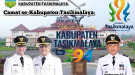 Poto: Bupati Tasikmalaya, Cecep Nurul Yakin dan Wakil Bupati Tasikmalaya, Asep Sopari Al-ayyubi (Kanan) dan Camat Singaparna selaku Ketua Koordinator Camat se-Kabupaten Tasikmalaya, Tono Haeruman mengucapkan selamat hari jadi Kabupaten Tasikmalaya ke-394 tahun 2026//jabar.newsline.id//istimewa//