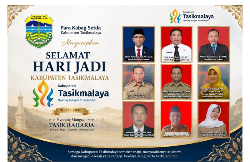Poto: Seluruh Kepala Bagian Sekretariat Daerah Kabupaten Tasikmalaya mengucapkan mengucapkan selamat hari jadi atau Milangkala Kabupaten Tasikmalaya ke-394 tahun 2026//jabar.newline.id//
