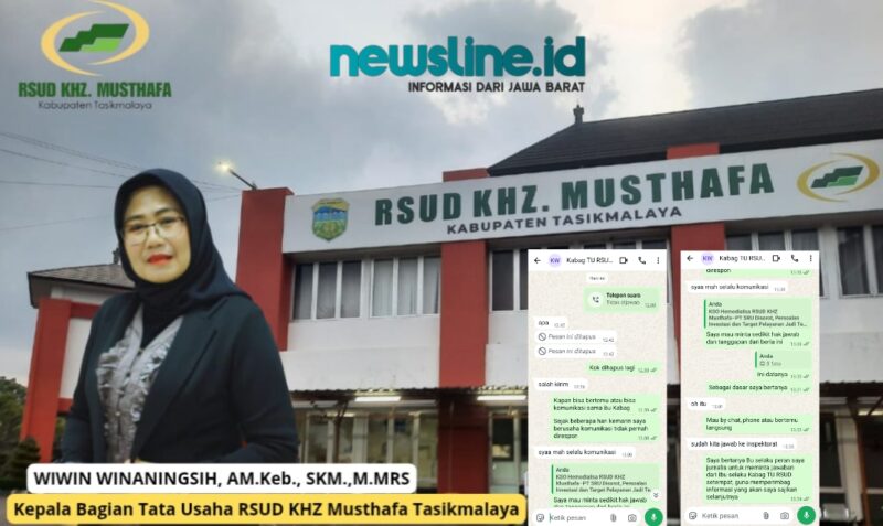 Caption: Poto Kepala Bagian Tata Usaha RSUD KHZ Musthafa, Wiwin Winaninsih dan screenshot percakapan WhatsApp saat dikonfirmasi oleh tim jabar.newsline.id pada Rabu, (9/9/2026)//